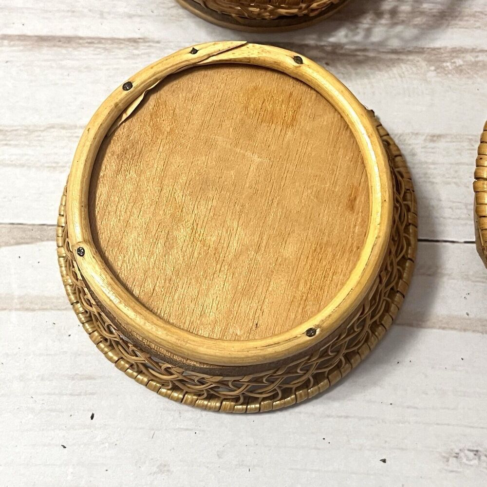 Bohemian Rattan Vintage Coasters Made In Thailand Set Of 6 - Picture 5 of 8